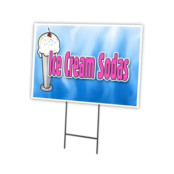 Signmission Ice Cream Sodas Yard Sign & Stake outdoor plastic coroplast window, C-2436 Ice Cream Sodas C-2436 Ice Cream Sodas - main